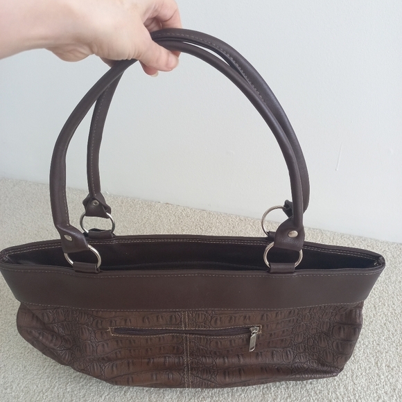 Brown Textured Leather Women's Bag - Picture 4 of 11
